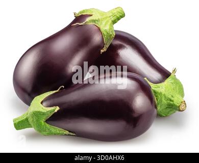 Le melanzane o le melanzane isolati su sfondo bianco. Il file contiene il percorso di clipping. Foto Stock