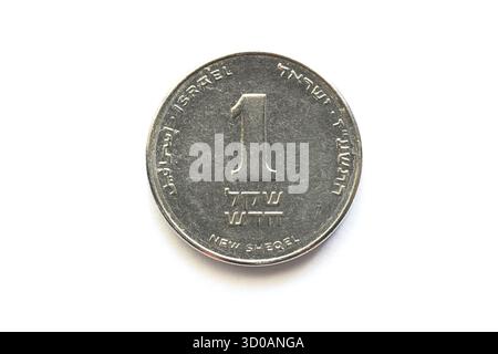 Nuova moneta da shekel israeliana, Israele Foto Stock