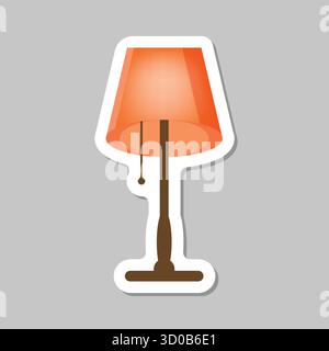 Icona dell'adesivo della lampada da scrivania in stile piatto. Illustrazione vettoriale su sfondo isolato. La lampadina indica il concetto di business. Illustrazione Vettoriale