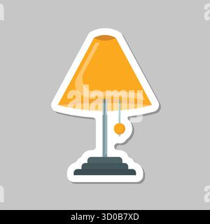Icona dell'adesivo della lampada da scrivania in stile piatto. Illustrazione vettoriale su sfondo isolato. La lampadina indica il concetto di business. Illustrazione Vettoriale