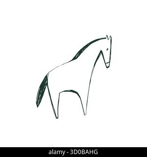 Arte a cavallo minimale con uno stile scandinavo pulito e semplice illustrazione di forma moderna Illustrazione Vettoriale