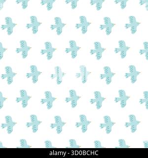simpatico motivo natalizio senza cuciture con uccello blu Illustrazione Vettoriale
