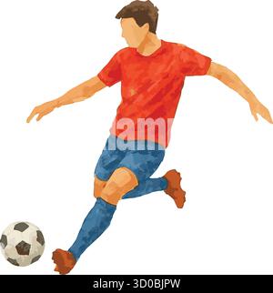 Illustrazione vettoriale di un fumetto ad acquerello di un calciatore Illustrazione Vettoriale