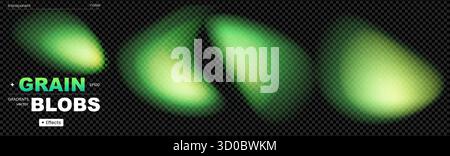 Sfumatura verde sfondo sfumato disturbo colore bianco sfocatura blu. Questo set astratto è caratterizzato da texture a grana tenera ed effetti bagliore al neon per eco fr Illustrazione Vettoriale