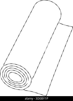 Viene mostrato un rotolo grande con nucleo a spirale e coda sciolta che rappresentano tessuti o cartoncino Illustrazione Vettoriale