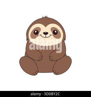 Carino bradipo dei cartoni animati. Illustrazione Vettoriale