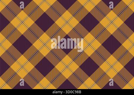 Carta di fondo a quadri, tessuto invitante senza cuciture. Motivo in tessuto scabro tartan a quadri con tavolozza di colori ambra e scuri. Illustrazione Vettoriale