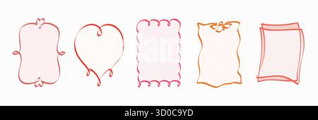 Cornici dei menu disegnate a mano. Gruppo di bordi decorativi del contorno Illustrazione Vettoriale