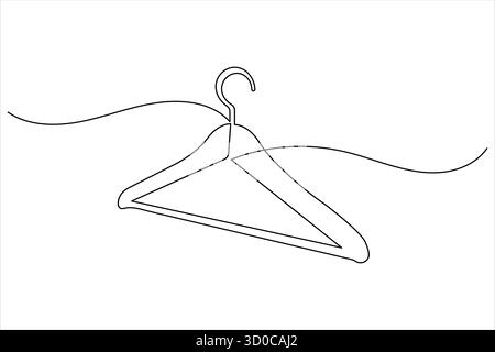 Appendiabiti a una linea continua disegnando un contorno minimalista su sfondo bianco Illustrazione Vettoriale