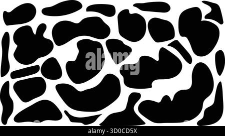 Vettore di fantasia in pelle bovina: Texture organiche in bianco e nero per design rustico, branding di aziende agricole e stampe di moda Illustrazione Vettoriale