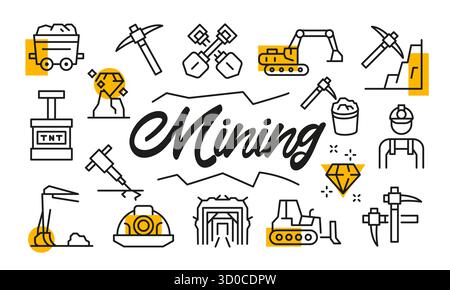 Poster delle attività minerarie. Illustrazione vettoriale Illustrazione Vettoriale
