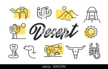 Poster del deserto. Illustrazione vettoriale Illustrazione Vettoriale