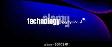 Forme tecniche liquide e minimali per un modello di sfondo 3D con effetto riflesso blu neon per un banner o una copertina. Illustrazione Vettoriale
