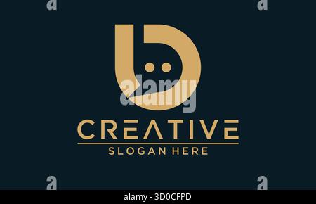 Design creativo con logo Cat and chat negative space, con eleganti elementi dorati su uno sfondo blu navy profondo. Questa illustrazione vettoriale è ideale Illustrazione Vettoriale