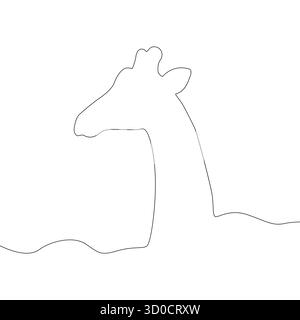 Profilo della testa della giraffa. Disegno di animali alti. Una linea continua. Mammifero vettoriale della fauna selvatica. EPS 10. Illustrazione Vettoriale