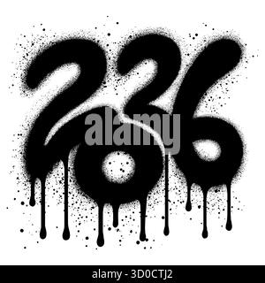 graffiti del nuovo anno 2026 in stile vernice spray. Illustrazione Vettoriale