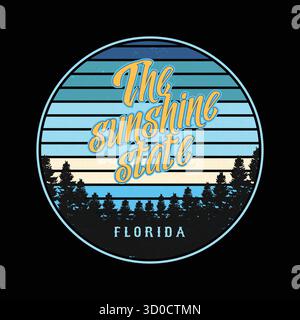 Emblema retrò d'epoca Sunshine State Florida Illustrazione Vettoriale