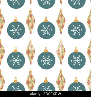 Motivo natalizio senza cuciture con baule e ornamenti Diamond Illustrazione Vettoriale