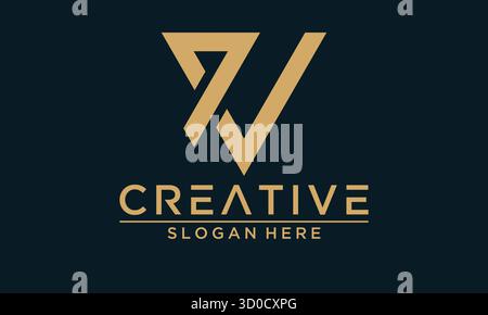 Design minimalista Letter V con logo e sfondo Vector Gold Navy Blue Illustrazione Vettoriale