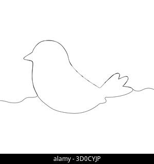 Illustrazione del volo degli uccelli. Vettore di disegno a linea continua. Arte creatura selvaggia minimalista. Crea un contorno semplice. Illustrazione Vettoriale