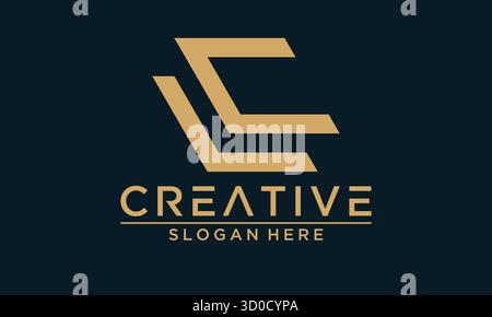Letter L e C Logo Design Vector Gold Navy Blue sfondo Illustrazione Vettoriale
