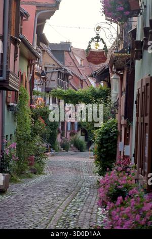 A Eguisheim, Alsazia, Francia Foto Stock