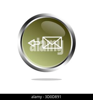 Icona di risposta e-mail. Simbolo vettore freccia indietro. Pulsante messaggio e-mail. Sfumatura verde-marrone. Illustrazione Vettoriale