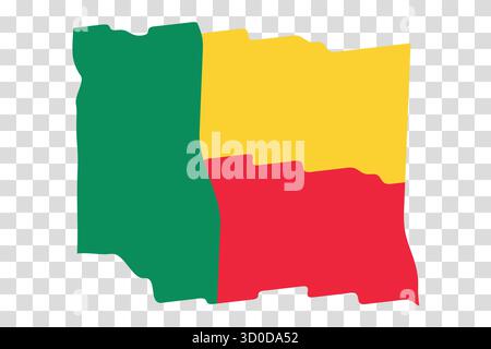 Bandiera ondulata del Benin. Simbolo nazionale nei colori ufficiali. Icona modello. Sfondo vettore astratto. Effetto fluttuante Illustrazione Vettoriale