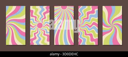 Set di motivi per fiamma solare retrò Illustrazione Vettoriale