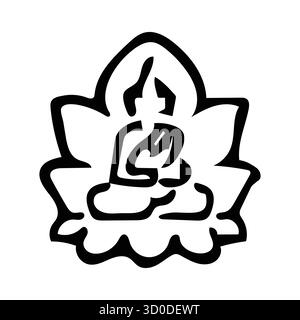 Buddha minimalista in Lotus Position Line Art Illustration Illustrazione Vettoriale