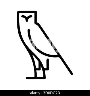 Gufo stilizzato/Falcon Line Art: Icona di uccello minimalista geroglifica Illustrazione Vettoriale