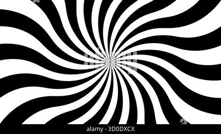 Motivo di caramelle a spirale. Raggi vorticosi come una consistenza di gelato. Sole retrò con linee. Le strisce si attorcigliano e ruotano in un'illusione. Illustrazione Vettoriale