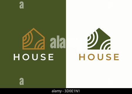 Simply House Logo Branding Wood Abstract Business Immobiliare e Property Illustrazione Vettoriale
