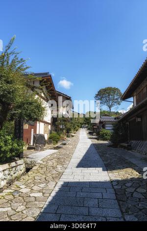 Magome è un'ex città postale nella valle di Kiso lungo il famoso Nakasendo Trail. Presa a Magome, in Giappone Foto Stock