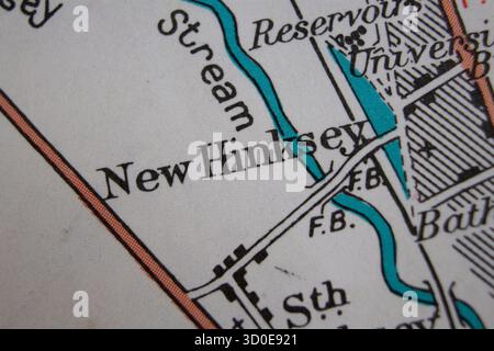 New Hinksey - Regno Unito colore atlas vecchio stile stile vintage mappa città nome della zona Foto Stock