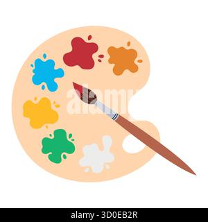 Tavolozza con tratti di vernice. Sfondo bianco isolato. Illustrazione vettoriale. Illustrazione Vettoriale