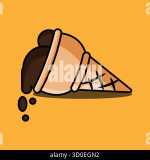 Una divertente e colorata illustrazione vettoriale di un cono di gelato in stile cartoni animati, perfetta per rappresentare l'estate, dessert, caffetterie e dolci brandi Illustrazione Vettoriale