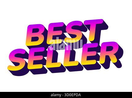 Grafica testuale stilizzata con le parole più vendute in una sfumatura vibrante con ombre Illustrazione Vettoriale