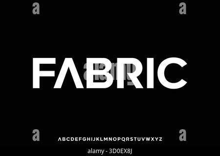 Il moderno professionista sans serif visualizza l'alfabeto dei caratteri vettoriali. Carattere tipografico in tessuto Illustrazione Vettoriale
