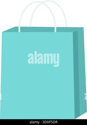 Modello shopping bag. Pacchetto blu con spazio per il testo. Concetto di vendita. Elementi di design per volantini promozionali e banner Web. Illustrazione vettoriale piatta. Illustrazione Vettoriale