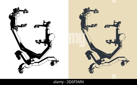 Illustrazioni vettoriali stilizzate del carrello della base di manutenzione dell'aeromobile Illustrazione Vettoriale