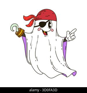 Personaggio fantasma pirata di Halloween con gancio Illustrazione Vettoriale