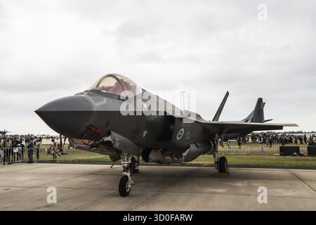 MELBOURNE, AUSTRALIA - MARZO 29: Un F-35A Lightning II della RAAF all'Australian International Airshow presso l'aeroporto di Avalon il 29 marzo 2025 a Melbourne, Foto Stock