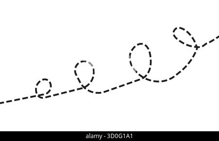 Percorso linea tratteggiata a spirale – illustrazione del movimento dinamico del volo Illustrazione Vettoriale