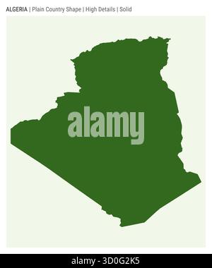 Mappa della pianura dell'Algeria. Dettagli di alto livello. Stile solido. La forma dell'Algeria. Illustrazione vettoriale. Illustrazione Vettoriale