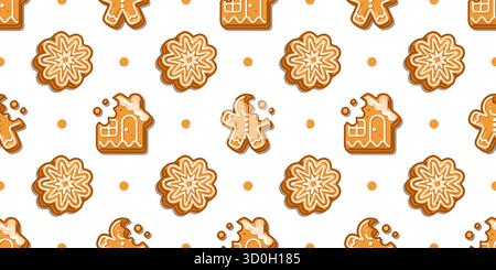 Schema per biscotti di pan di zenzero senza cuciture Illustrazione Vettoriale