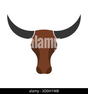 Vettoriale silhouette a testa tonda. Perfetto per loghi, emblemi, temi agricoli, design in stile occidentale o branding relativi a forza, potenza e agricoltura. Illustrazione Vettoriale