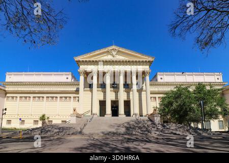 Imponente facciata anteriore dello storico Museo di Scienze naturali di la Plata, Argentina. La sua architettura classica e la grande scalinata in una giornata di sole. Foto Stock