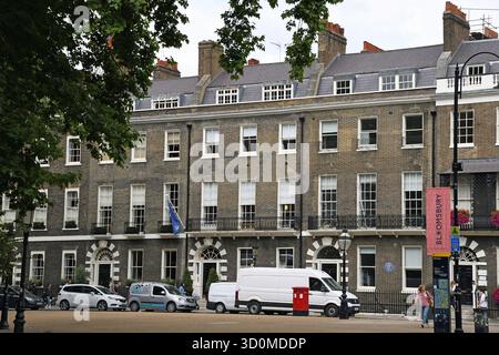 Case a schiera in Bedford Square, Bloomsbury, Londra; Foto Stock