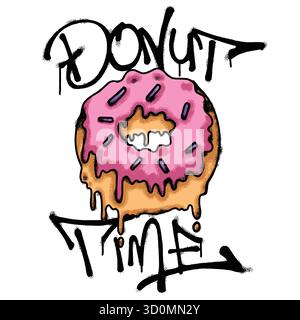 Arte streetwear urbana Pink Donut Illustrazione Vettoriale